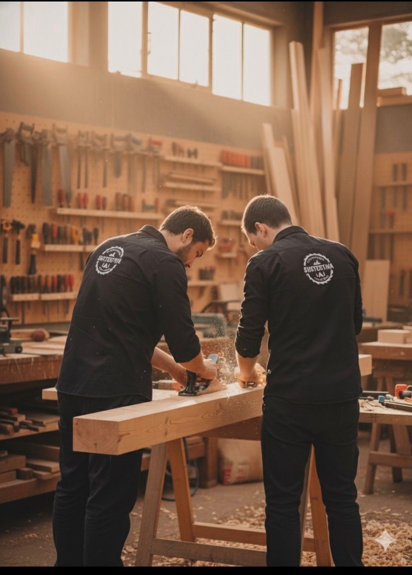 Construção de chalé em madeira
